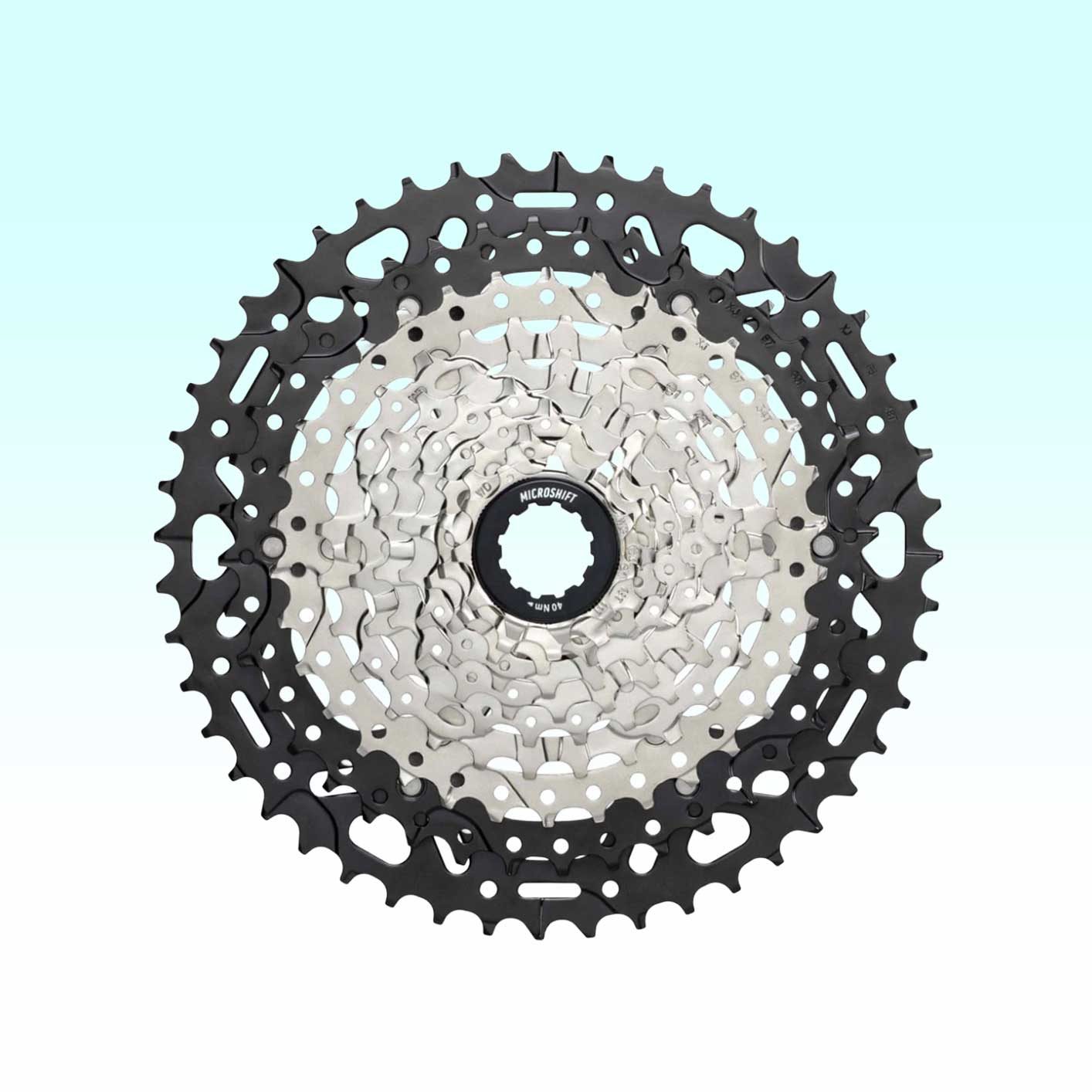 microSHIFT Advent MX E-Series Cassette - 10-Speed, 11-48t, Silver/Black, For HG Driver